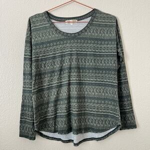 Thread 4 Thought green stripe print long sleeve top tee